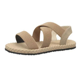 Breakj Women 2024 Summer New Flat Students Rome Sandals Women Round Head Breathable Soft Bottom Beach Sandals