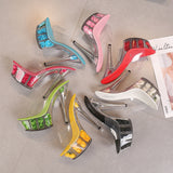 Breakj Hate Day High Nightclub Super High Heels Slippers Women's Shoes Runway Show Pole Dancing Shoes Crystal Bottom Waterproof