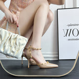 Breakj Bare Pointed Beautiful High Heels Women 2025 New Spring And Summer Willows Sexy Sandals Rivet Single Shoes