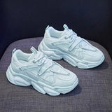 Chunky Sneakers Female Lace Up Platform Vulcanized Ladies Zip Breathable Comfort Flat Woman Casual Walk Shoes Plus