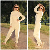 sweater 2 Pieces Set 2020 women chic Knitted Pullover top + Sweater pants Jumper Tops+ trousers sweater