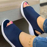Summer Women Shoes 2022 Mesh Fish Platform Shoes Women's Closed Toe Wedge Sandals Ladies Light Casual Sandals Zapatillas