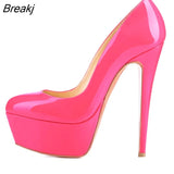 Women Pumps Extremely High Heels Shoes14cm Sexy Patent Leather Woman Wedding Party Shoes Stiletto Red
