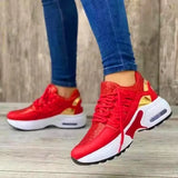 New Women's Shoes Lace Up Wedge Heel Vulcanized Shoes Air Cushion Casual Sneakers Thick SoleLadies Sneakers Large Size