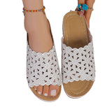 Breakj Summer New Simple Casual Flowers Hollow Out Large Size Women's Slope With Slippers Fish Mouth Beach