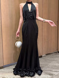 Temperament Dress Dress 2025 New Hanging Neck Sleeveless Design Waist Thin Senior Sense Dress Dress