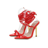 Breakj Size 2023 Spring And Summer New Thin Heel High Heel Pointed Sandal Winding Belt Cross Strap
