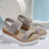 Breakj Size Wedge Sandals Women Summer 2024 New Fish Mouth Elastic Set Foot Platform