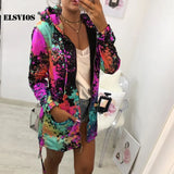 Spring Autumn Fashion Women Zipper Pocket Print Fleece Sweatshirts Casual Long Sleeves Hooded Collor Streetwear Warm