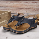Breakj Size Summer Flip-Flops Flower Cake Variety Bottom Slippers Large Size Casual Female Rubber Sandals Buckle Belt