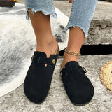 Breakj Slippers Women 2025 Summer New Large-Size Fashion Belt Buckle Lazy Foot Half