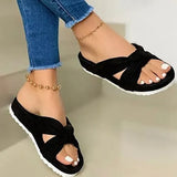 Women Flock Knot Slippers Female Casual Open Toe Slides Ladies Summer Platform Flat Women's Comfortable Shoes Plus
