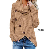 Solid Knited Sweaters Women Autumn Irregular Hem Buttons Knitted Pullover Female Korean Plus Size Jumper
