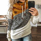 Hooded Sweatshirt Gradient Printed Long Sleeve Turtleneck Hoodies Female Leopard Print Warm Pocket Pullovers
