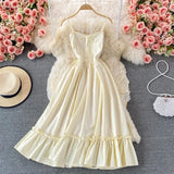 New Summer Solid A Line Slash Neck Chiffon Sexy Sleeveless Pullover Women Dresses Slim Spaghetti Stap Lady