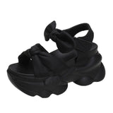 Breakj Platform Heel Sandals Female Summer 2023 New Korean Fashion Open Toe A Word Button Wear Beach Sandals