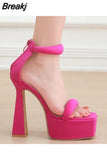 elegant woman heels Sandals Fashion Comfort Platform 14 cm Back Zip Sandals Female High Heels Sandals Women Shoe Square