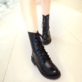 New Belted Martin Boots, Motorcycle Boots, Short Heels, Women's Army Boots, British Fashionable Handsome Couple