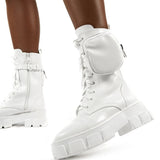 woman shoes high heels sexy Chunky Boots Fashion Pocket Platform Boots Women Ankle Boots Female Sole Pouch Botas