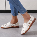 Black Hollowed Moccasins for Women Genuine Leather Flats Breathable Loafers Shoes Women's Soft Casual Flat