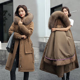-30 Degrees Snow Wear Long Parkas Winter Jacket Women Fur Hooded Clothing Female Fur Lining Thick Winter Coat