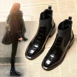 Short Boots 2023 Spring And Autumn Mirror Chelsea Boots Fashion Thick-Heeled Chic Martin Boots British