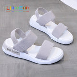 Sandals 2021 Summer Elastic Fabric Flat Sandals Women Ladies Gray Pink Sandal Female Beach Shoes designer zapatos
