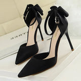 Shoes Bow Woman Pumps Silk High Heels Women Shoes Stiletto Red Wedding Shoes Women Heels Women Sandals Free