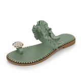 Hot Summer Flat Heel Women Ladies Sandals Toe Ring Bohemia Sandals With Ananas Flat Shoe Outdoor Holiday Slides