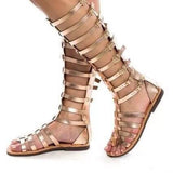 Breakj Summer New Large-Size Sandals Women's High-Bduct Belt Buckle Bottom Cool Boots Roman Fish Mouth Cool