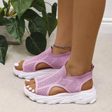 Breakj Weaving Splicing Sports Sandals Women 2025 Summer New Korean Version Of Net Yarn Hollow Women's Shoes Casual Thick-Soled Fish Mouth Women's