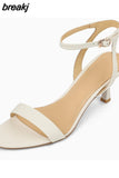 Size 34-39 Sandals Women Ankle Strap High Heels Shoes Real Leather Buckle Thin Heel Sexy Luxury Brand 2023 Summer