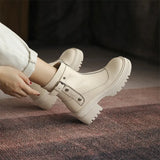 Genuine Leather Ankle Boots Women Shoes Platform Thick Heel Round Toe Boots High Heel Zipper Ladies Boots Autumn