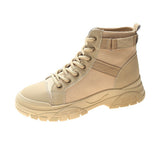 Breakj Boots Women Spring 2023 New High-Top Canvas Shoes British Style Breathable Thin Ankle Boots Ties With Work