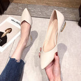 Autumn Women Flats Pearl Heeled Slip on Shoes Woman Ballet Flats Pointed Toe Dress Shoes Faux Suede