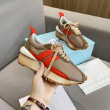 Platform Casual Running Shoes Women Flat Mixed Color Lace Up Patchwork Sneakers Outdoor Walk Tennis Shoes Zapatillas