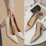 Breakj Single Shoes Women's Coarse 2025 Spring And Summer New Pointed Work Shoes Shallow One-Footed Korean Version Of Simple High