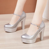 Catwalk High Heels Women's Cheongsam T Show White Size Waterproof Table Thick Heel Leather Round Head Single