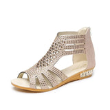Women Shoes Sandals Summer Low Heel Shoes PU Leather Gladiator Luxury Shoes Women Designers Zapatos De