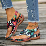 Breakj Large-Size New Word Sandals Women's National Style Embroidery After Buckle And Sloping Trendy Sandals
