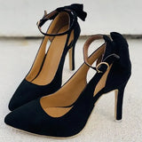 Women Heels Woman Pumps Plus Size Women's Fashion Buckle Strap Bowknot Sexy Pointed Toe Thin High Heel Shoes For