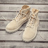 Men's Fashion British Style Winter Short Boots All-match High-Top Shoes Men's Mid-Top Tooling Boots Leather