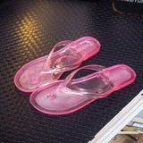 flop Women Slippers Jelly Shoes Candy Colors Transparent Slides Women's Fashion Casual Slip On Flat Beach Female Shoes