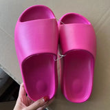 Summer Men Slippers Slides Rosy Beige Thick Sole Candy Color Men's Women's Slippers Beach Slides Sandals Flip Flops