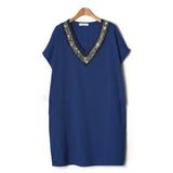 Mini Dress Neckline Sequined Streetwear Batwing Short Sleeve Party