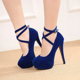 High Heel Shoes on Platform Casual Blue Black Red Women Stilettos Dance Evening Party Pumps Large Size 44
