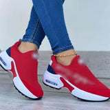 New Net Surface Flying Weaving Shoes Women's Leisure Air Cushion Sports Shoes Large Size Thick-Soled Mesh