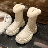 Women's Winter Boots 2021 New Fashion Fur Plush White Snow Boots For Women Black Beige Platform Ankle Boot Female