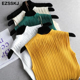 Top spring autumn Knitted Tank top Women Blouse turtlenck sexy Sleeveless sweater vest Female slim