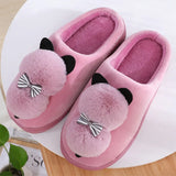 Winter Slippers Cute Cartoon Cat Women Warm Plush Woman Slip On Flat Female Soft Shoes Ladies Comfortale House Shoe